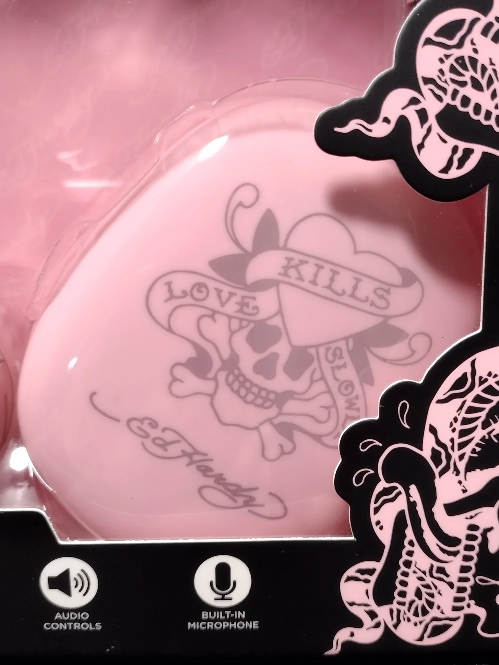 Ed Hardy Pink Wireless Headphones - Bluetooth Over-Ear
